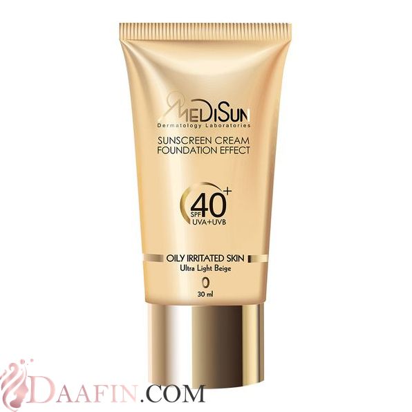 ضد آفتاب کرم‌پودری رنگی فاقد چربی تیوبی پوست حساس و چرب SPF40 مدیسان