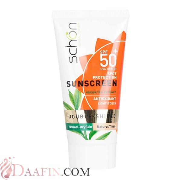 ضد آفتاب دابل شیلد رنگی عصاره چای سبز +SPF50 شون