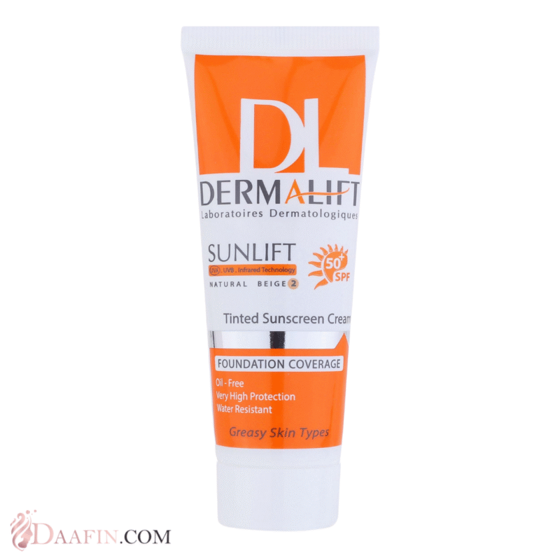 کرم ضد آفتاب رنگی درمالیفت SPF50 مناسب پوست چرب ۴۰ میلی‌لیتر