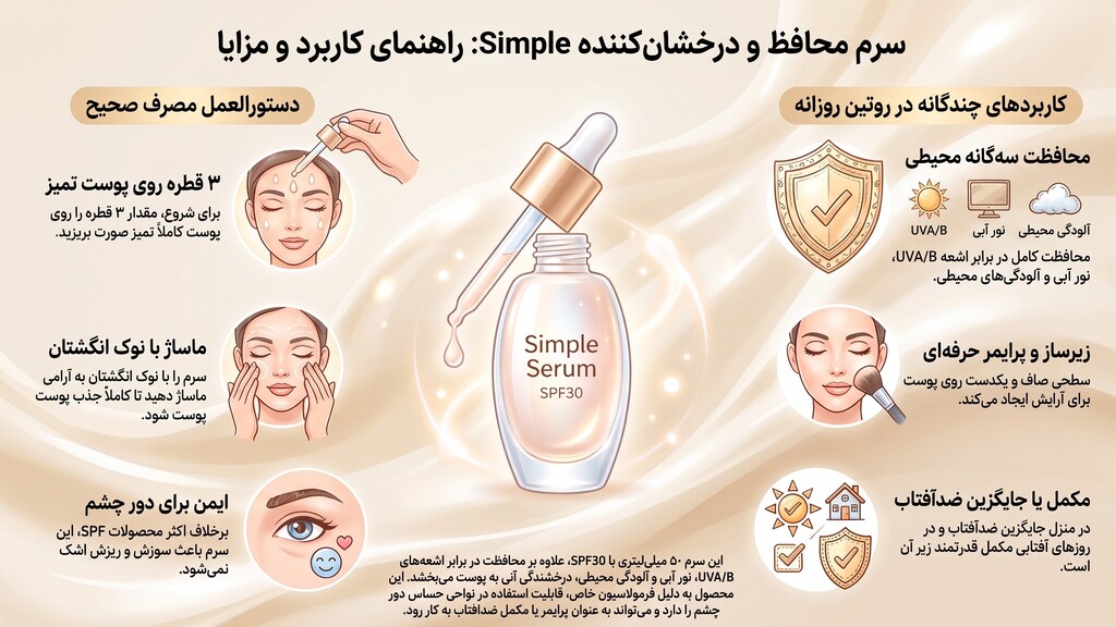 راهنمای استفاده و مزایای سرم گلو رادیانس سیمپل